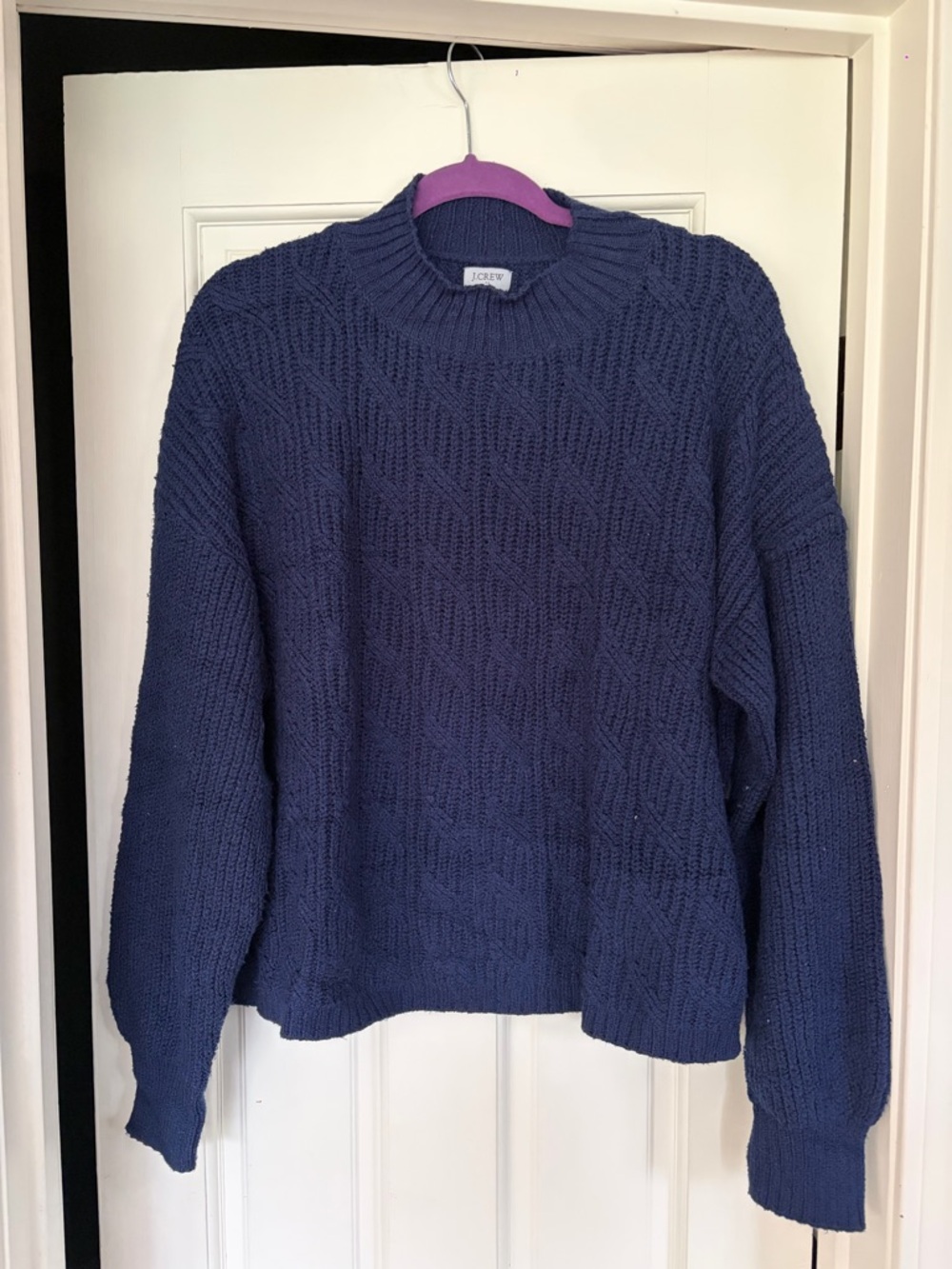 J. Crew Navy Textured Crewneck Sweater